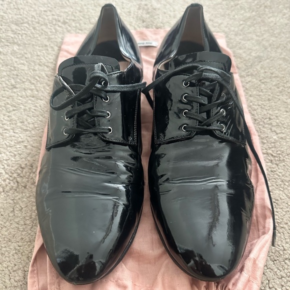 Miu Miu Patent Leather Derby Oxfords - Picture 1 of 5